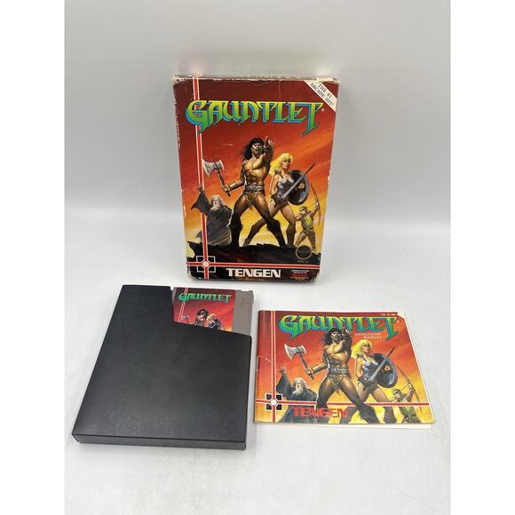 Gauntlet - Nintendo NES Video Game Tengen Black Cartridge Complete CIB - Picture 1 of 16
